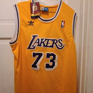 Dennis Rodman #73 Sewn Adidas Hardwood Classics LA Lakers Jersey w/ ta Men's XXL
